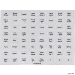 Pentair 520547 EasyTouch 8 Function Wireless Control Panel -Art Swimming Pool 520547 labels