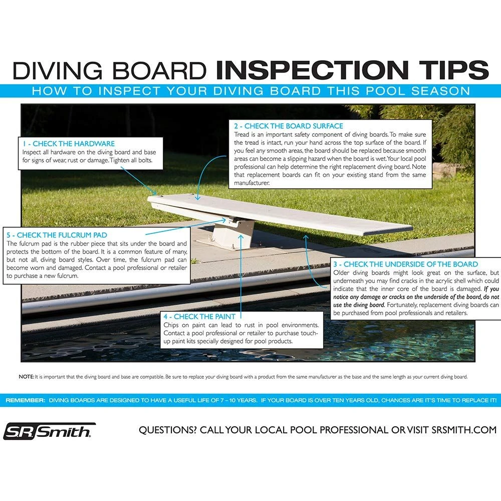 SR Smith 68-209-7362 Diving Board And Stand Combination, Flyte-Deck II Stand White With 6' Fiber Diving Board Radiant White 7 SR Smith 68-209-7362 Diving Board And Stand Combination, Flyte-Deck II Stand White With 6' Fiber Diving Board Radiant White - Image 5
