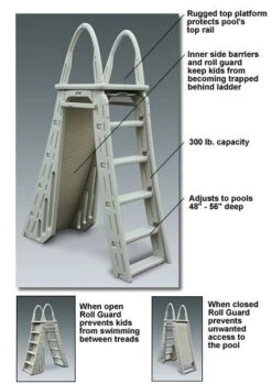 Confer A-Frame Above Ground Pool Ladder With Roll Guard - 7200 7 Confer A-Frame Above Ground Pool Ladder With Roll Guard - 7200 -Art Swimming Pool a frame above ground pool ladder with rollguard ne1162