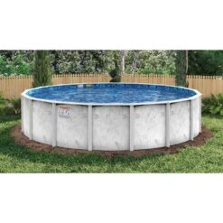 15' Round Adobe Mist 52" Steel 6" Top Rail Above Ground Pool Package - NB7702P