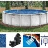 18' Round Adobe Mist 52" Steel 6" Top Rail Above Ground Pool Package - NB7704PSTEP -Art Swimming Pool adobe mist above ground pool package royal step2