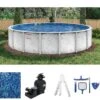 24' Round Adobe Mist 52" Steel 6" Top Rail Above Ground Pool Package - NB7708P -Art Swimming Pool adobe mist above ground pool package 4