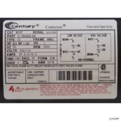 B127 Pool Pump Motor 56J Frame 3/4 HP C-Face 115/230V 11 B127 Pool Pump Motor 56J Frame 3/4 HP C-Face 115/230V -Art Swimming Pool b127 pool pump motor 56j frame