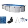 Bermuda 16' X 32' Oval 52" Resin Frame Above Ground Pool Package - NB7222P -Art Swimming Pool bermuda oval resin pool package 1 1 1 1