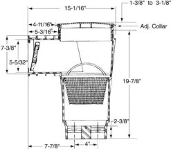 Pentair Bermuda PVC Pool Skimmer- 2 Inch Slip - Concrete - 506300 -Art Swimming Pool bermuda dim 3