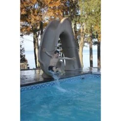 Global Pool Products Tidal Wave Pool Slide - Right Turn - Grey