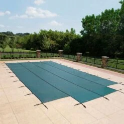 Arctic Vortex 18' X 36' Rectangle 18yr Mesh Safety Pool Cover W/ 4 X 8 Center End Step - Green