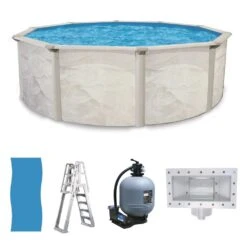 Ocean Mist Englewood 24' Round 52" Above Ground Pool Package -Art Swimming Pool ocean mist englewood round 52 package lg