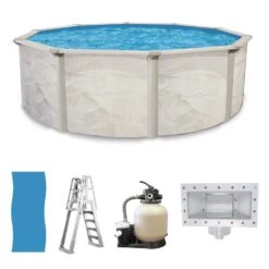 Ocean Mist Englewood 15' Round 52" Above Ground Pool Package -Art Swimming Pool ocean mist englewood round 52 package sm