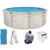 Ocean Mist Englewood 24' Round 48" Above Ground Pool Package -Art Swimming Pool ocean mist englewood round package 1
