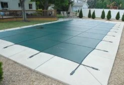 GLI 16' X 36' Rectangular Secur-A-Pool Green Mesh Safety Cover - 12 Year