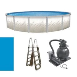Whispering Springs 27' Round 52" Steel Swimming Pool Package